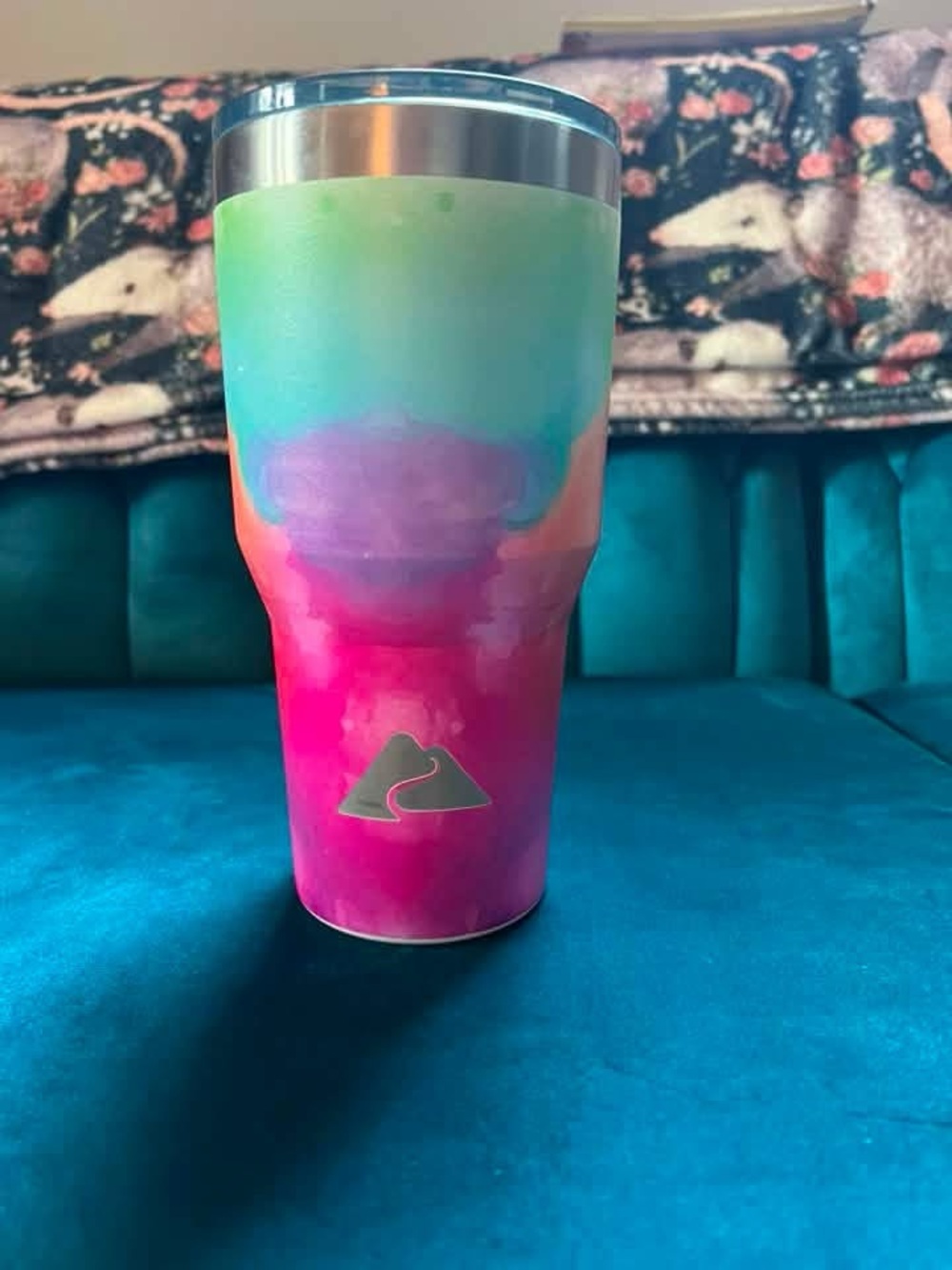 Ozark Trail Ombre Pink to Green Insulated Travel Tumbler